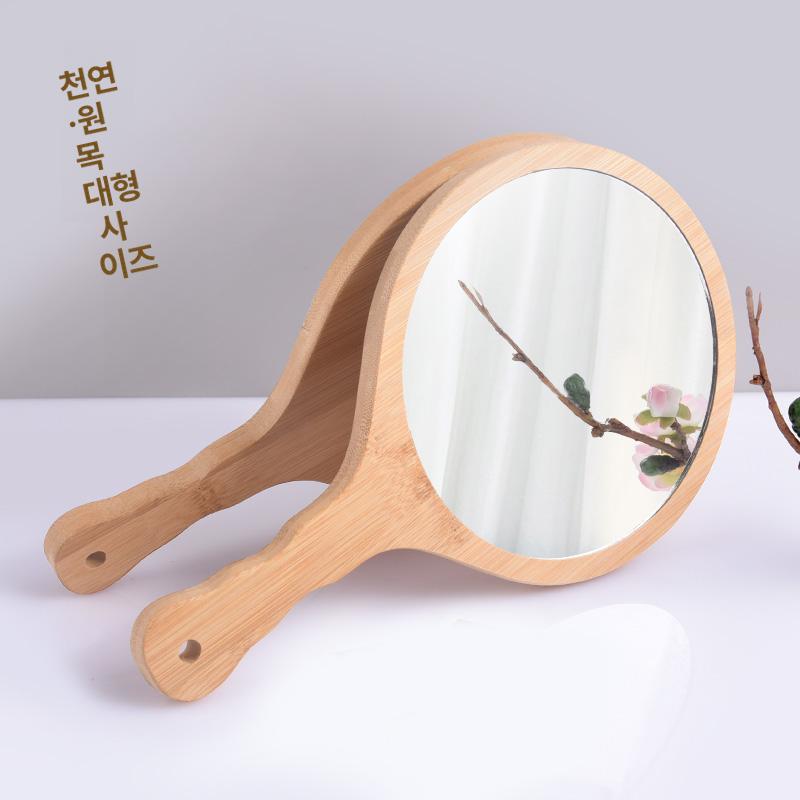 원목 손거울 휴대용 메이크업 손잡이 뷰티 포켓 여행용 화장거울 빈티지 사각 - 상세 이미지 2