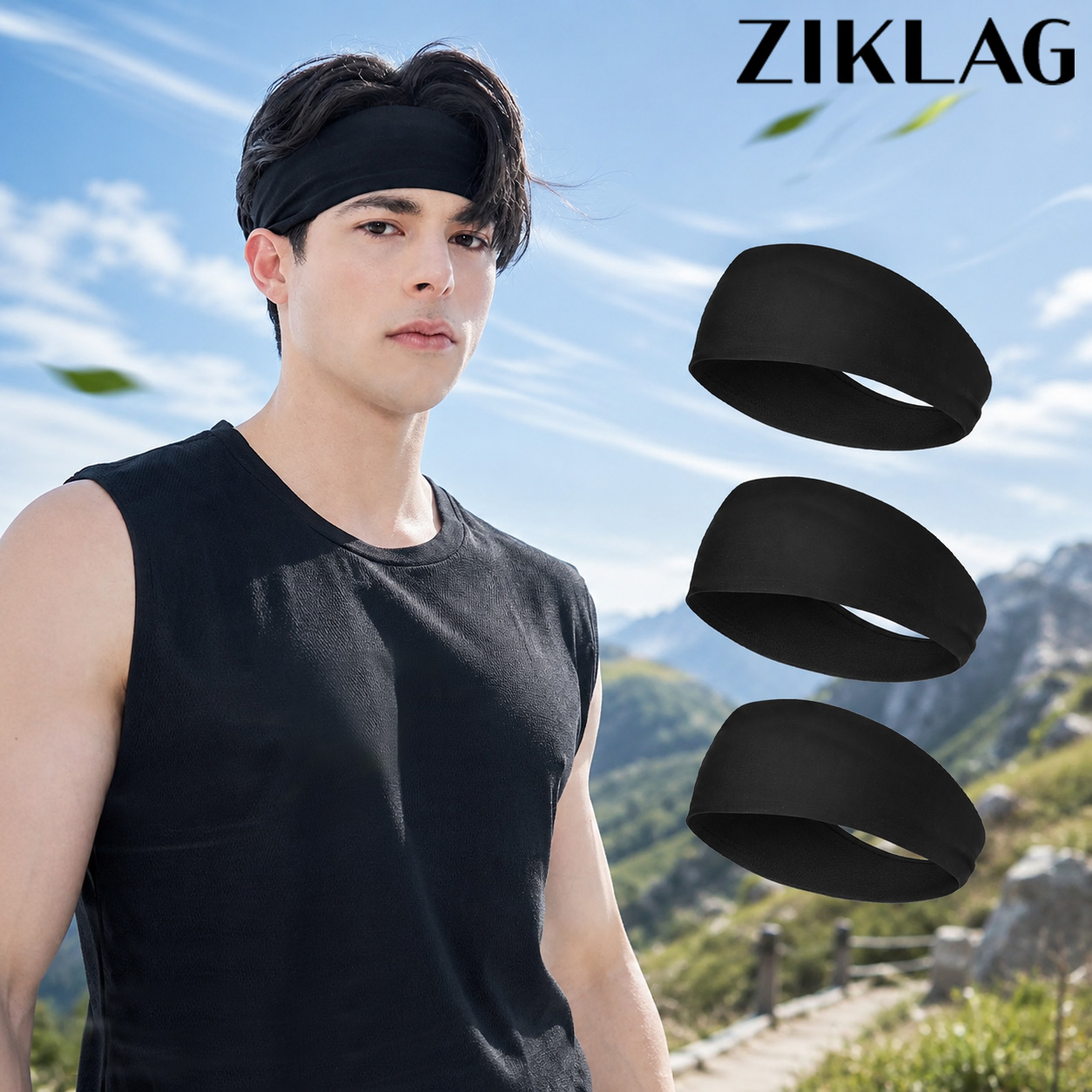 ZL 남자 여자 공용 땀흘림방지 기능성 스포츠 쿨 헤어밴드 3매세트 - 메인 이미지