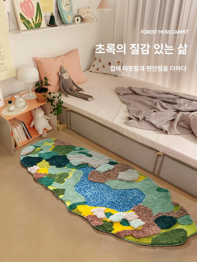 세탁가능 원형 카펫 거실 침실 극세사 러그 카페 인테리어 고급 빈티지 감성 소품 - 상세 이미지 2
