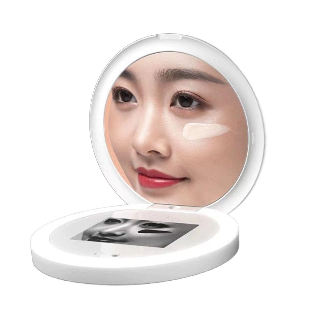 자외선카메라 차단확인 미러 메이크업 사각 보조배터리 휴대용 선 펄화이트 거울용 테스트 - 상품 이미지