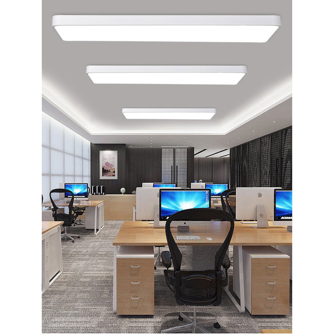 led 평판등 면조명 부억등 천장등 2등 형광등 일자 60W 엘이디 라운드 60x20 백색광 32W - 상세 이미지 3