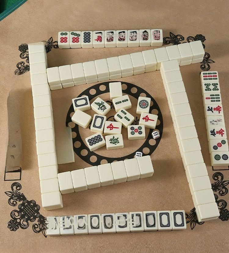 마작 게임 세트 휴대용 중국식 탁상 보드게임 가족 취미 고급 레저 놀이 - 상품 이미지