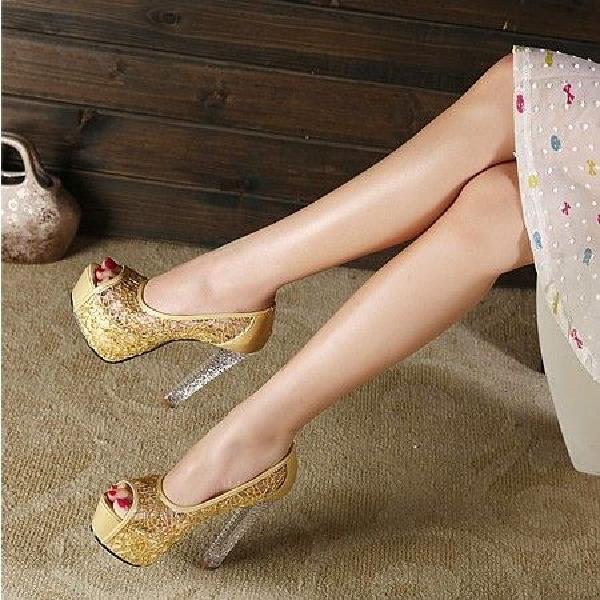 웨딩슈즈 구두 파티슈즈 통굽 토오픈 연팔파티 촬영 샌들 웨딩구두 하이힐 여성 신발 신부 - 상세 이미지 3