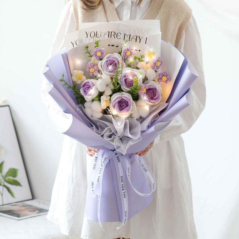완성품 꽃다발 카네이션 졸업식 포장 그러데이션 생일선물 어버이날 기념일 손뜨개질 - 상세 이미지 4