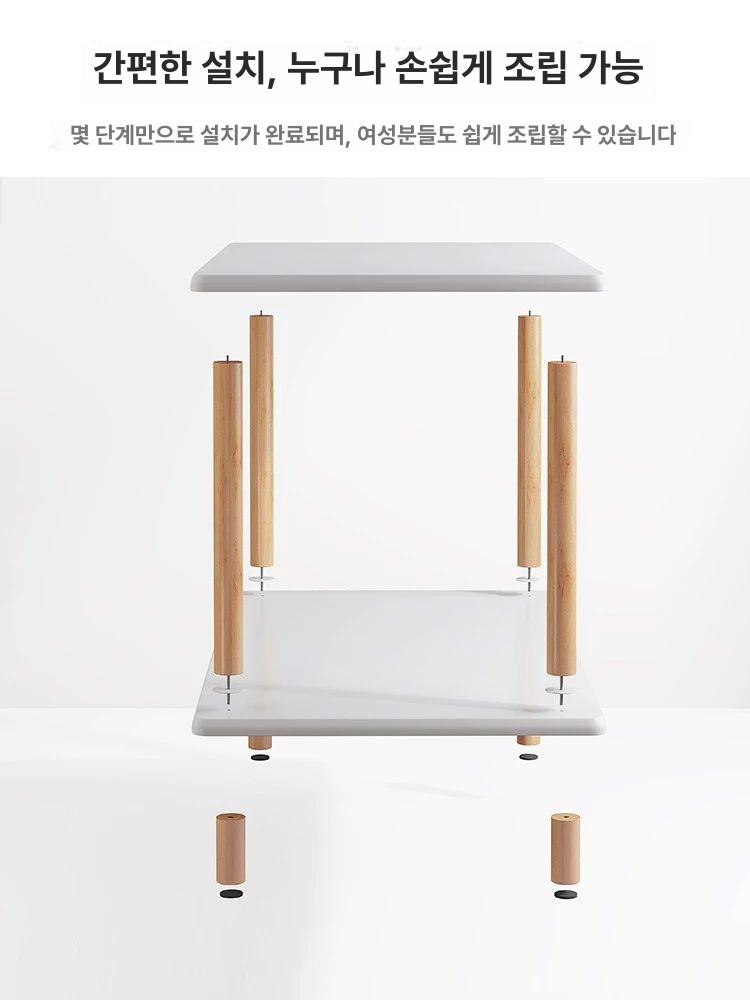 원목 티테이블 바퀴 타원형 높이조절 사이드테이블 창가 베란다 거실 탁자 - 상세 이미지 5