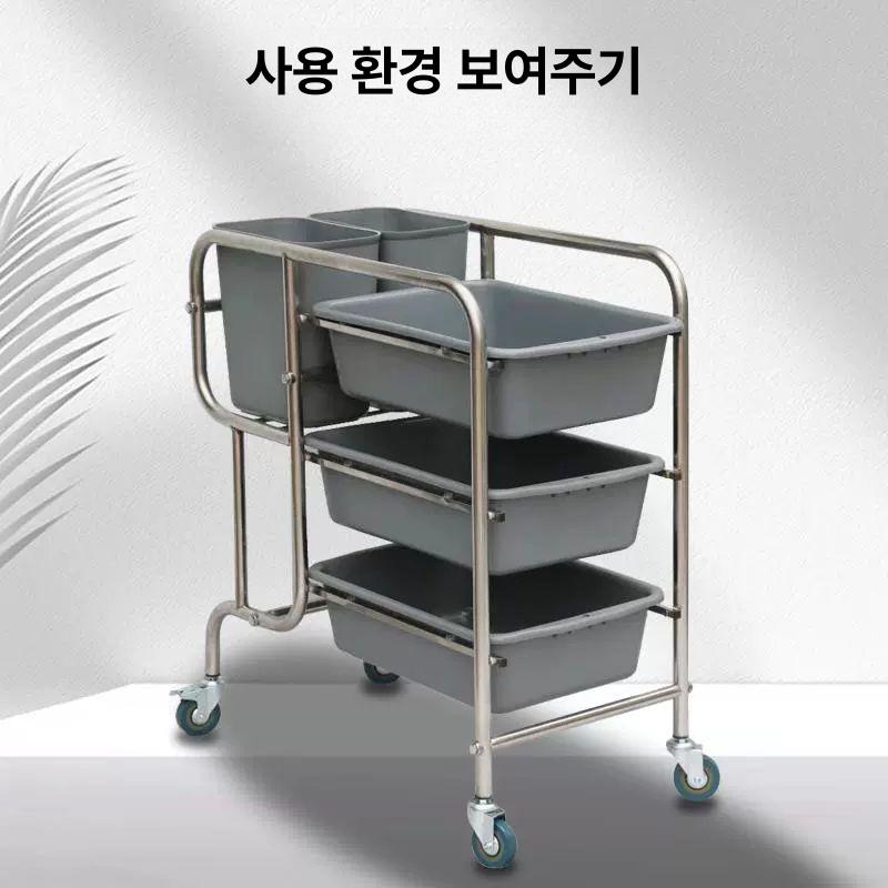 호텔 뷔페 퇴식 운반 카트 음식 서빙카 트롤리 레스토랑 주방 용품 - 상세 이미지 2