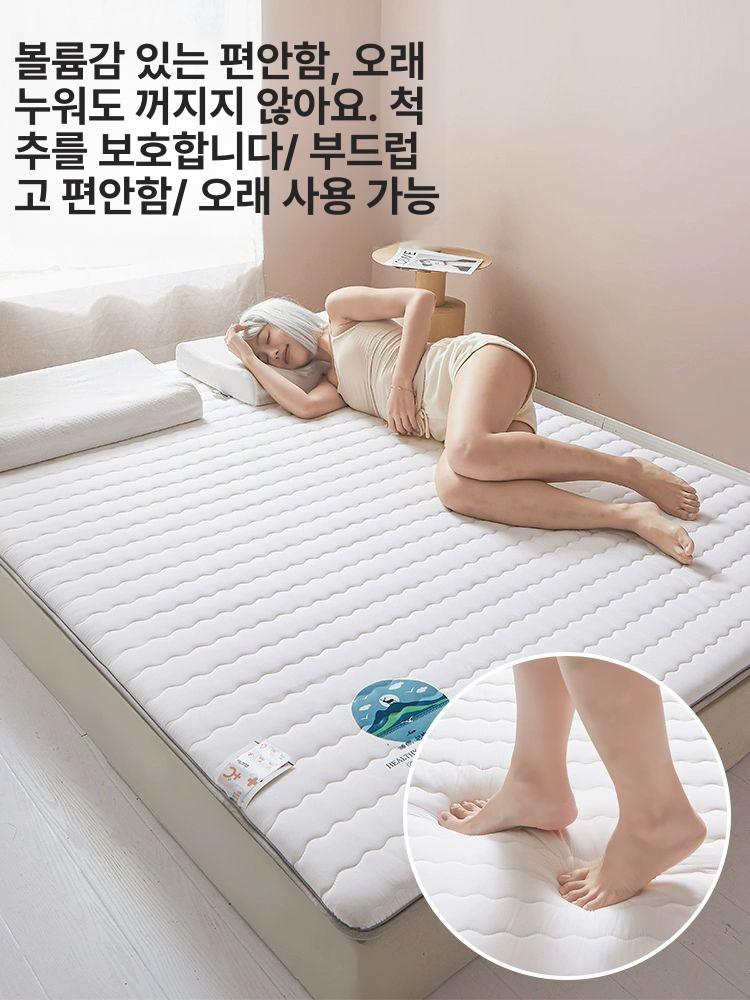 매트리스 토퍼 싱글 기숙사 접기식 캠핑용 손님침구 푹신한 바닥매트 따뜻한 겨울용 - 상세 이미지 5