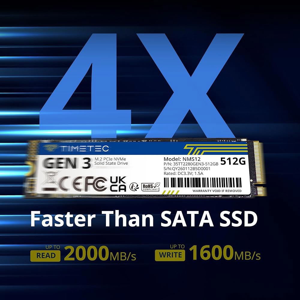 타임텍 512GB SSD NVMe PCIe Gen3x4 8Gb /s M.2 2280 3D NAND 고성능 SLC 캐시 읽기/쓰기 속도 최대 2,000 /1,600MB PC 노트북 - 상세 이미지 2