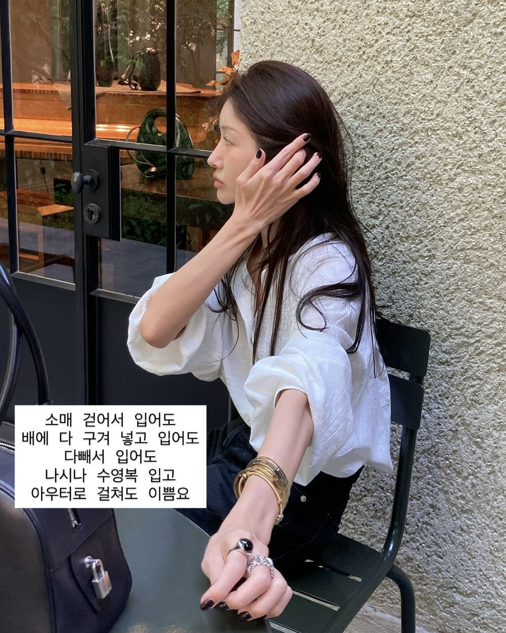 [화이트당일] 아웃핏 해비터 셔츠 썸머 살안타템 체형커버 루즈핏 여리핏 블라우스 (2c) - 상세 이미지 2