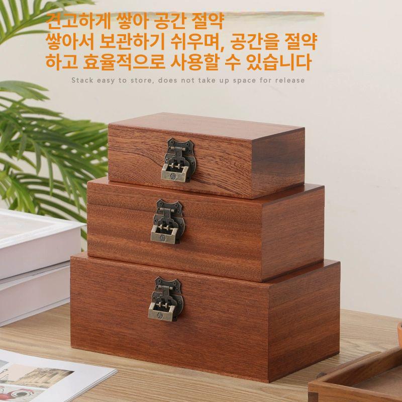 원목 수납함 보석함 악세서리 정리함 주얼리 반지 악세사리 액세서리 상자 시계 잠금 - 상세 이미지 3