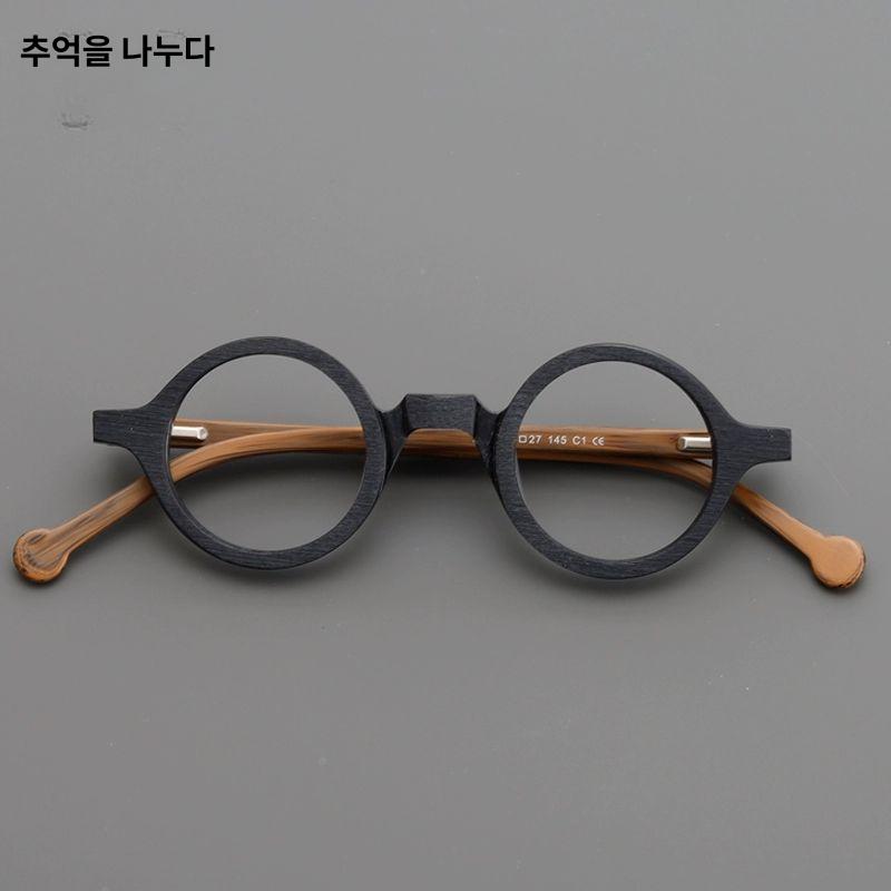 동그란 안경테 레트로 은테 뿔테 클래식 호피 복고풍 금테 원형 빈티지 프레임 남성용 - 상세 이미지 5