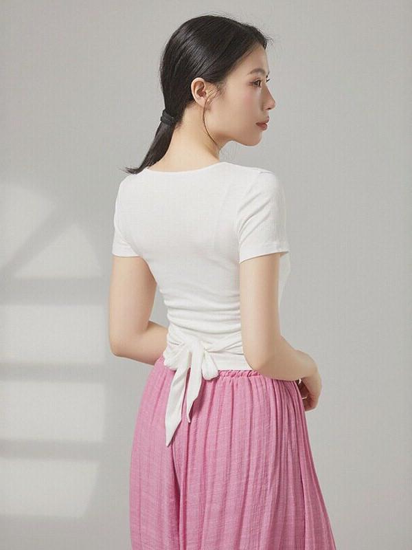 발레 상의 댄스복 연영과복 반팔 한국무용 레오타드 라인 무용복 긴팔 - 상세 이미지 3