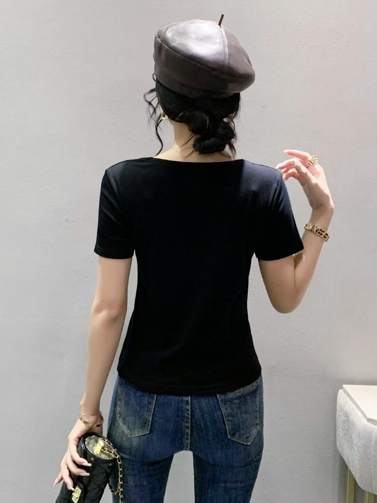라인 라틴 댄스복 여름 댄스스포츠 줌바복 사교 방송 모던 왈츠 티셔츠 탑 의상 공연복 - 상세 이미지 5