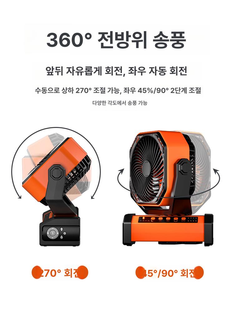 캠핑용 휴대용선풍기 강력 터보팬 차박 야외 쿨링 무선 듀얼 미니선풍기 장시간 배터리 - 상세 이미지 3