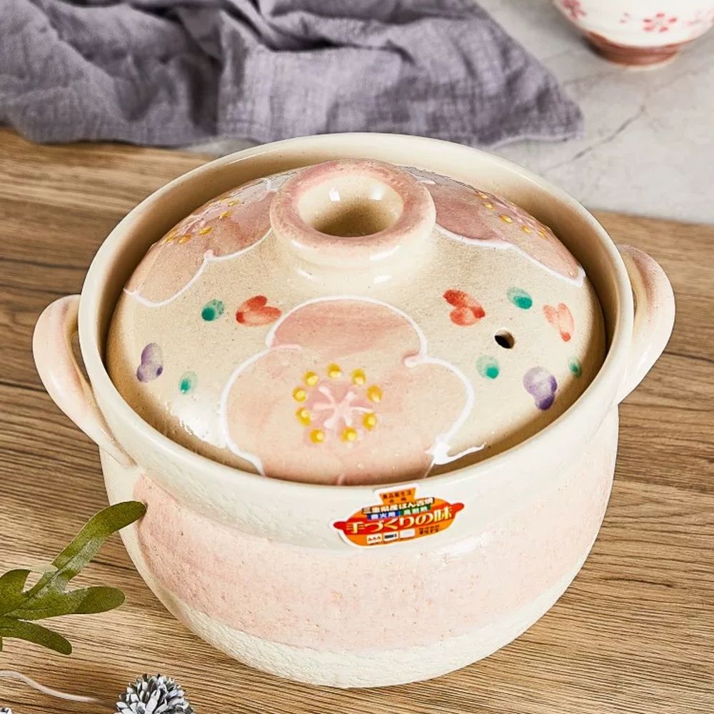 도기 돌냄비 전골 돌솥냄비 캐서롤 미니 뚜껑이있는 원형 천연돌솥 고온내성 돌솥밥 - 상세 이미지 2