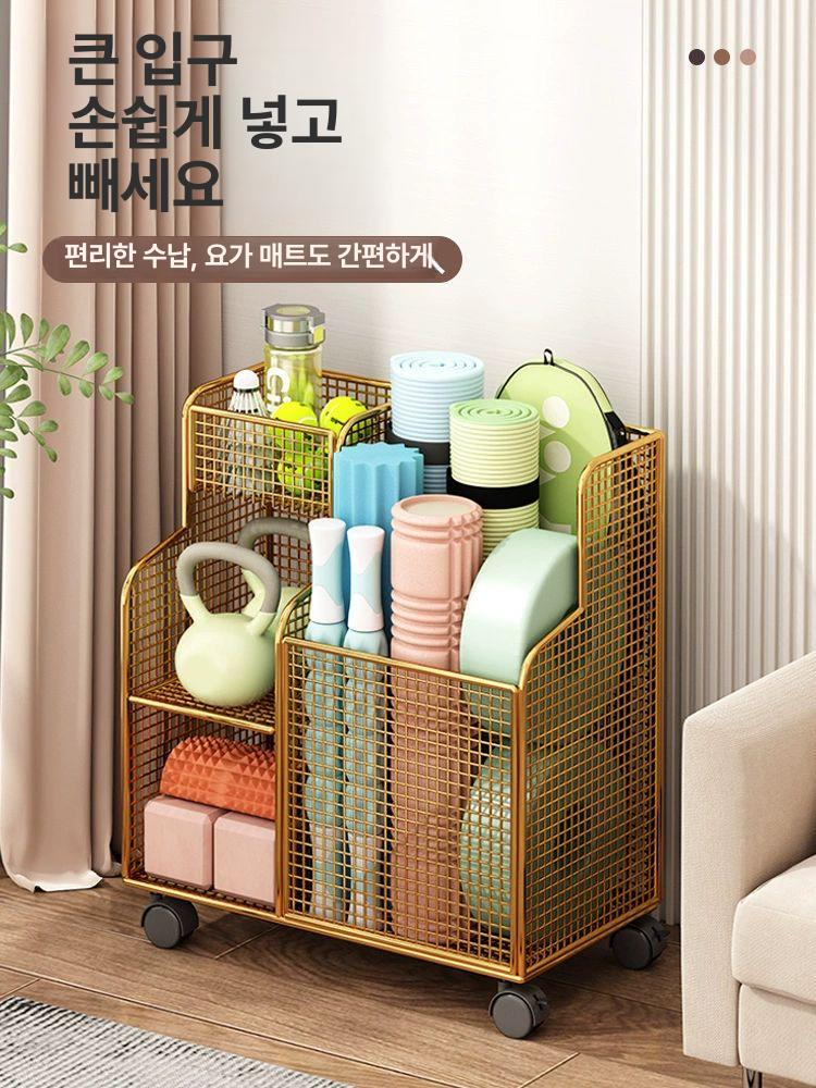 수납선반 요가매트정리대 이동식 홈트레이닝 폼롤러 운동기구 보관대 카트 다용도 - 상세 이미지 4