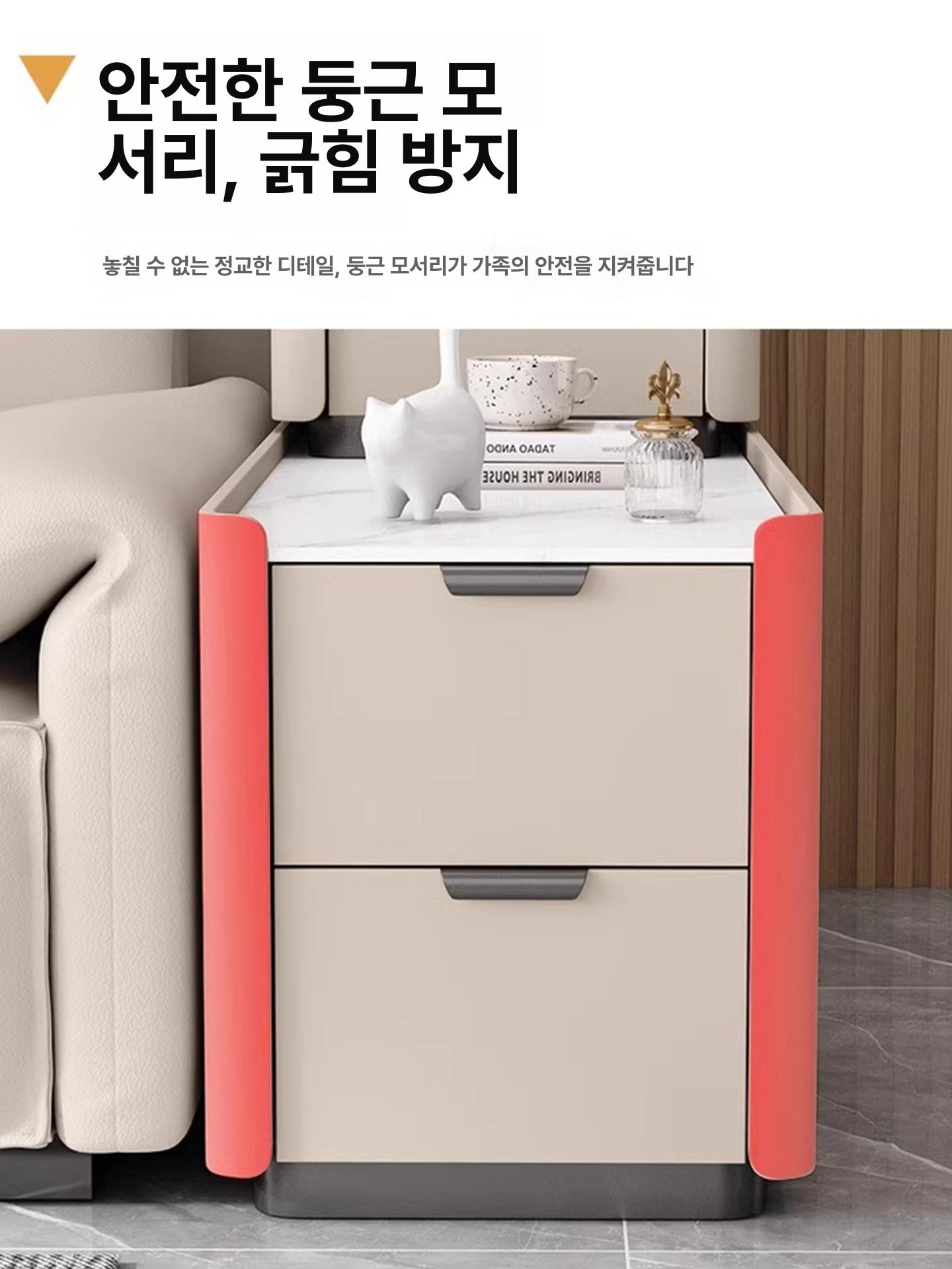 틈새테이블 틈새장 거실 슬라이드형 수납 침대옆 서랍장 탁자 협탁 캐비닛 깊이 - 상세 이미지 3