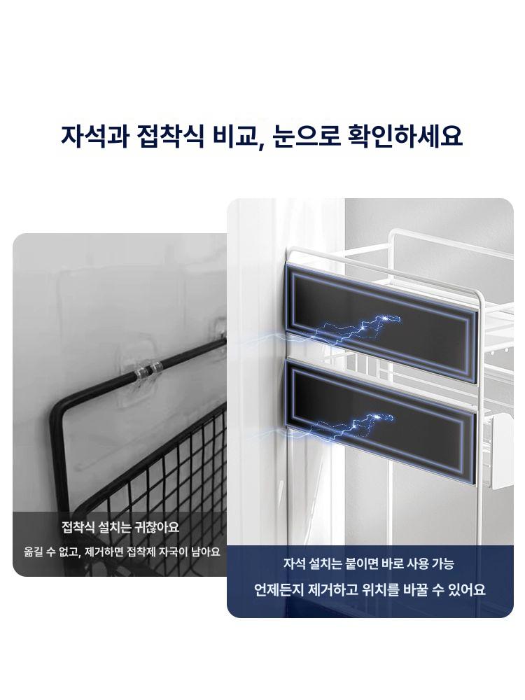 슬라이딩 세탁기 수납랙 붙이는 거치대 수납함 다용도 수납선반 자석선반 - 상세 이미지 3