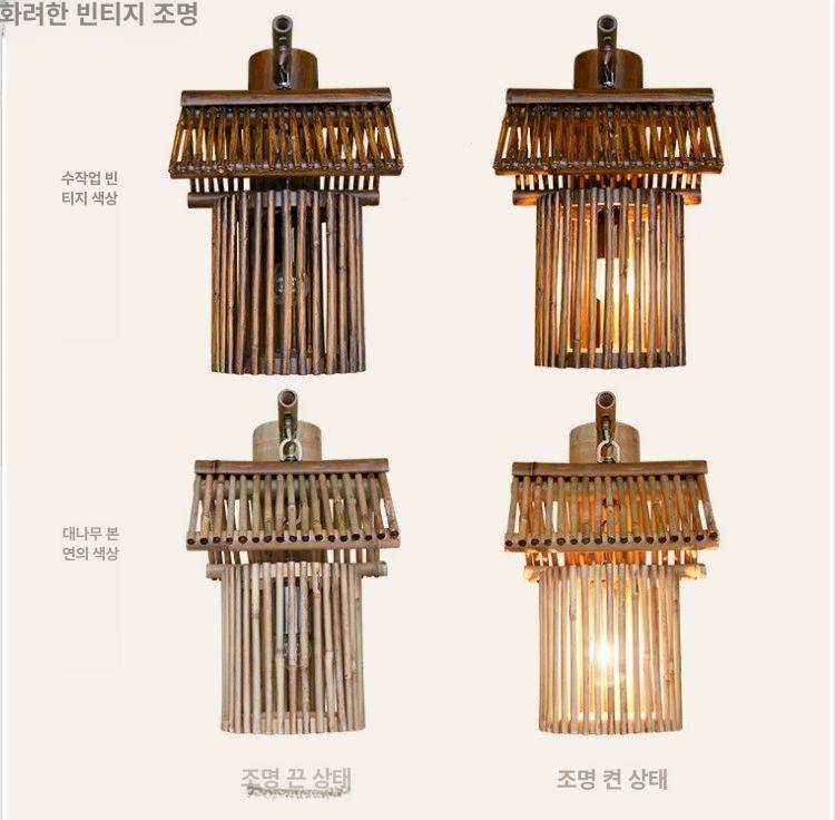 대나무라탄 펜던트 조명 아늑한 감성 카페 인테리어 따뜻한 조명 등기구 - 상세 이미지 4