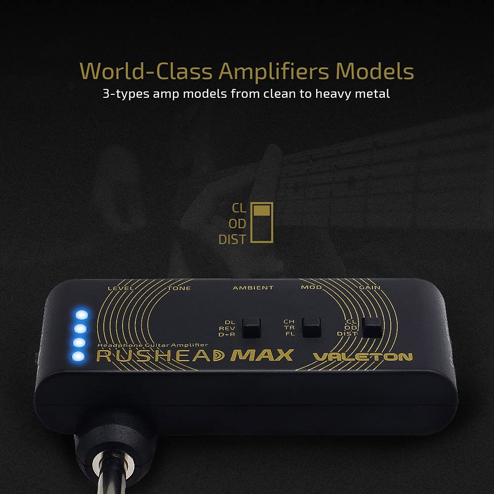 발레톤 러쉬헤드 맥스 USB 충전식 휴대용 포켓 기타 베이스 헤드폰 앰프 침실 플러그인 멀티 이펙트 Bass - 상세 이미지 2