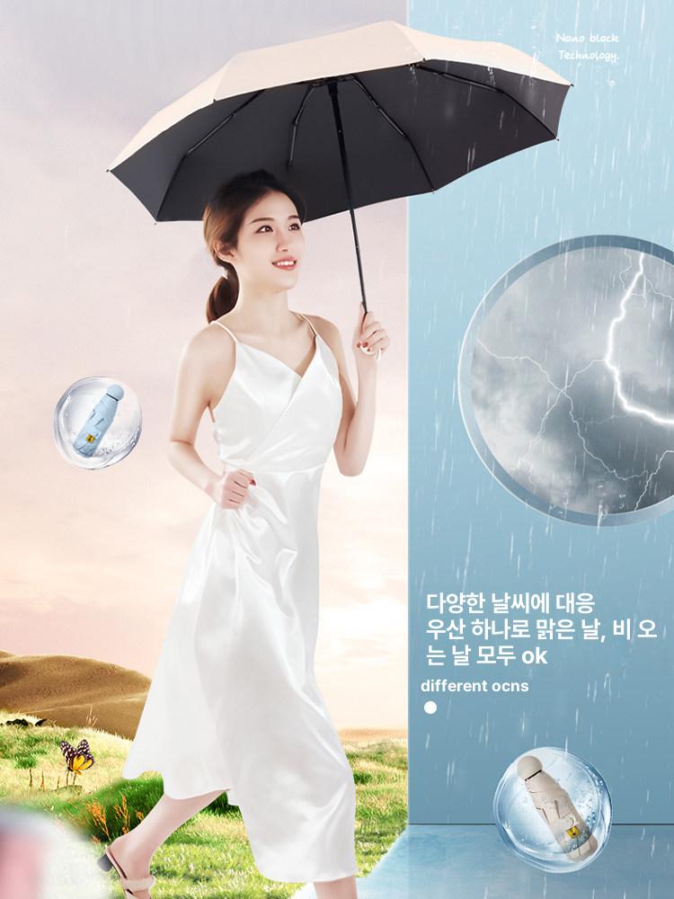 접이식 미니 자동우산 여성용 휴대용 경량 자외선차단 답례품 투명 고급 거꾸로 - 상세 이미지 2