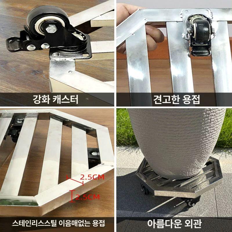 화분 받침대 바퀴 이동식 선반 원목 정원 베란다 진열대 화초 옮김 카트 트롤리 - 상세 이미지 5