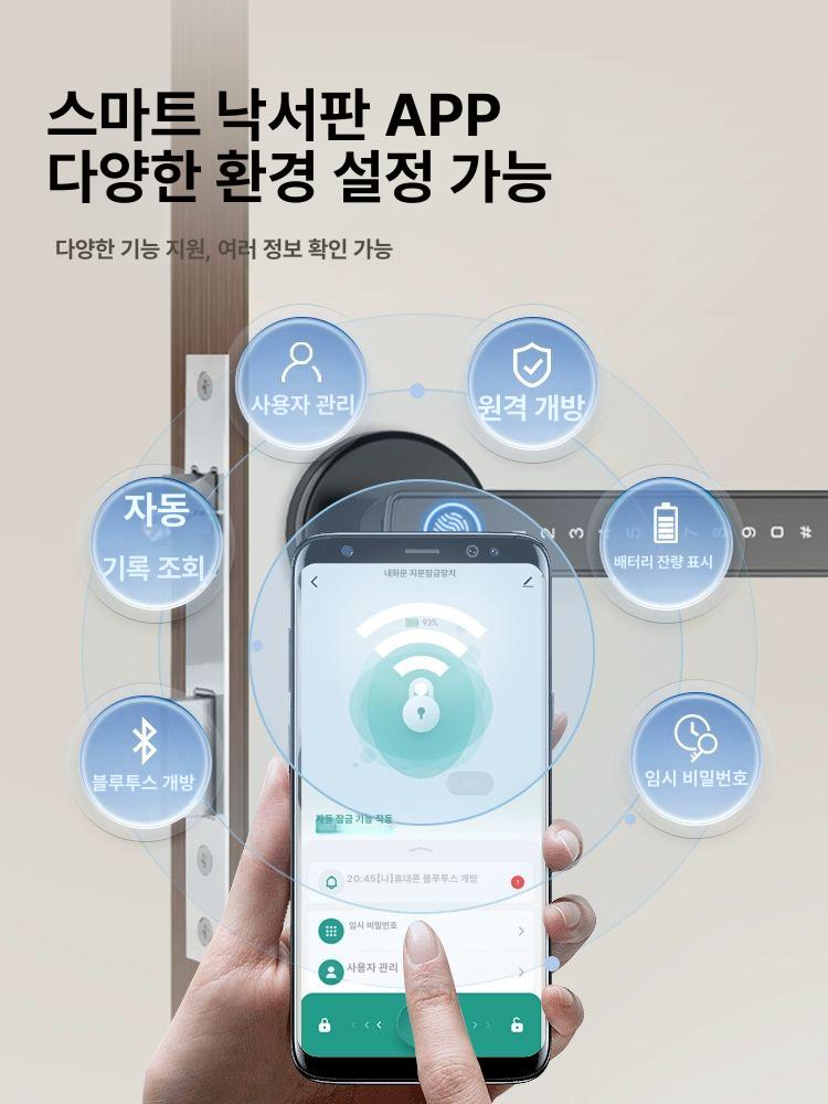 스마트 지문인식도어락 보안 카드키 현관문 푸시풀 교체 셀프설치 프리미엄 - 상세 이미지 4
