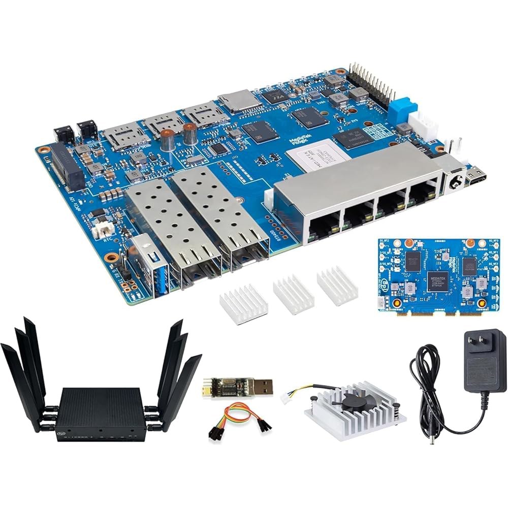 Banana Pi BPI-R4 WiFi 7 무선 듀얼 밴드 라우터 보드 OpenWRT, MediaTek MT7988A(Filogic 880) SoC, NAS 스마트 홈 게이트웨이용 - 상품 이미지