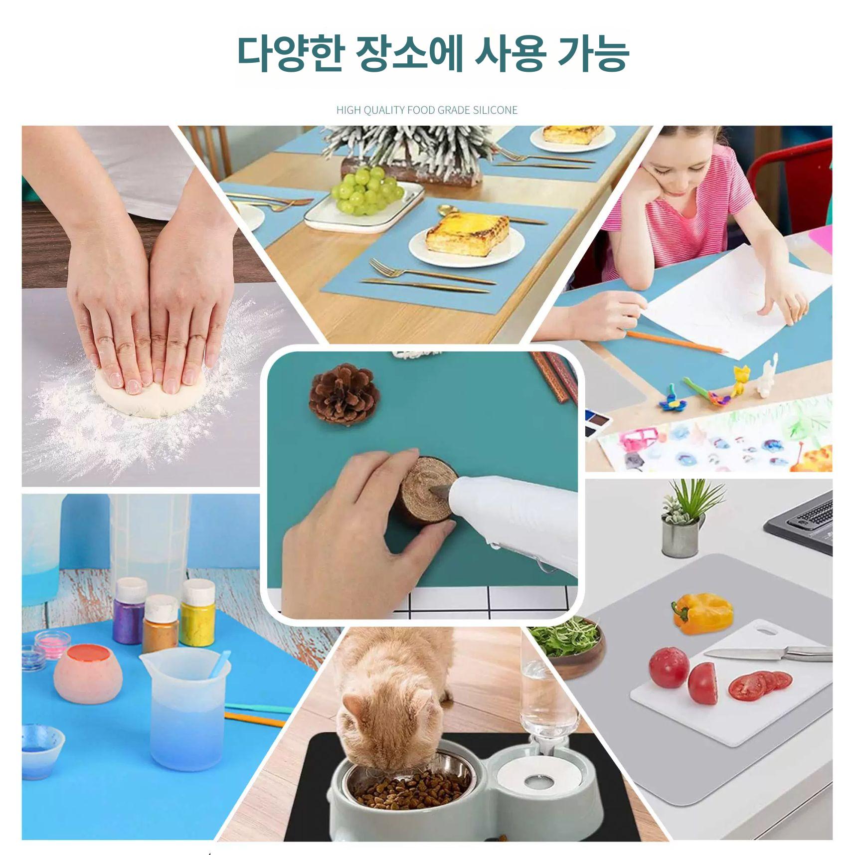 식탁 실리콘 매트 방수 방유 주방용 테이블 깔개 음식 자국 보호 내구성 있는 사각형 - 상세 이미지 3