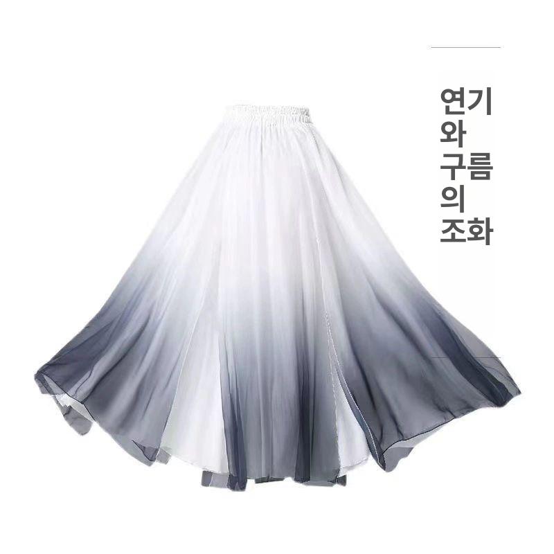 여성 무용의상 세미한복 철릭 원피스 무용복 저고리 쉬폰 현대무용 연습복 - 상세 이미지 4