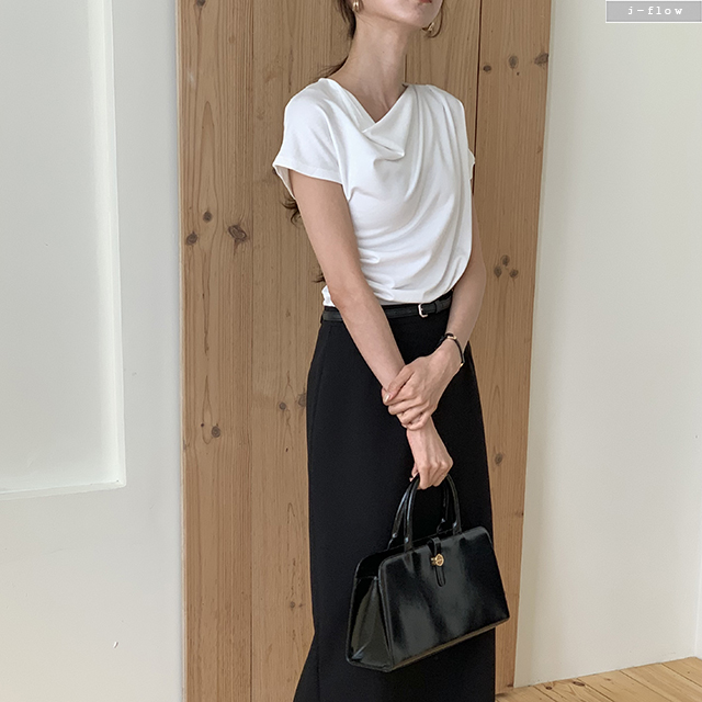 디아 드레이프넥 루즈핏 반팔 블라우스 4col 여름 봄 캡소매 티셔츠 텐셀 단정 제이플로우 이미지 7