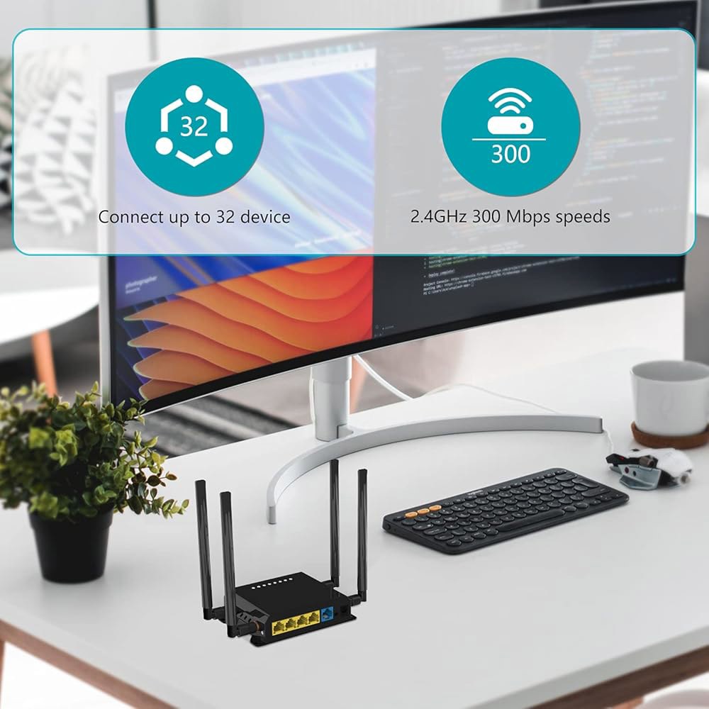 4개의 LAN 포트가 있는 Wiflier 4G LTE 라우터 OpenWRT 지원 / USB 2.0 및 Micro SD - 300Mbps WiFi 와이드 온도(-30 C~70 C - 상세 이미지 3