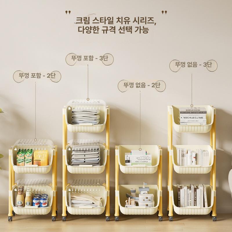 투명뚜껑 트롤리 커버형 이동식 수납 정리함 선반 바퀴달린서랍 보관함 소품 인테리어 - 상세 이미지 2