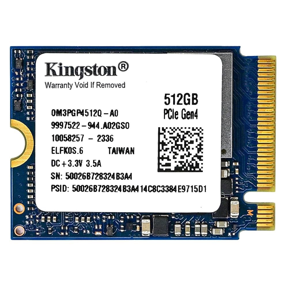 킹스턴 512GB M.2 2230 PCIe Gen 4.0x4 NVMe SSD TLC NAND(최대 4700MB/s 속도) OM3PGP4512Q-A0, 스팀 덱 서피스 앨리 미니 - 상품 이미지