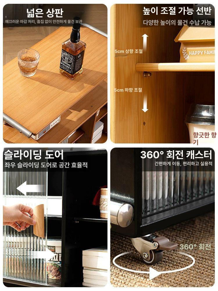 북유럽 스타일 이동식 협탁 서랍 수납 커피 테이블 바퀴 사이드 보조 탁자 - 상세 이미지 4