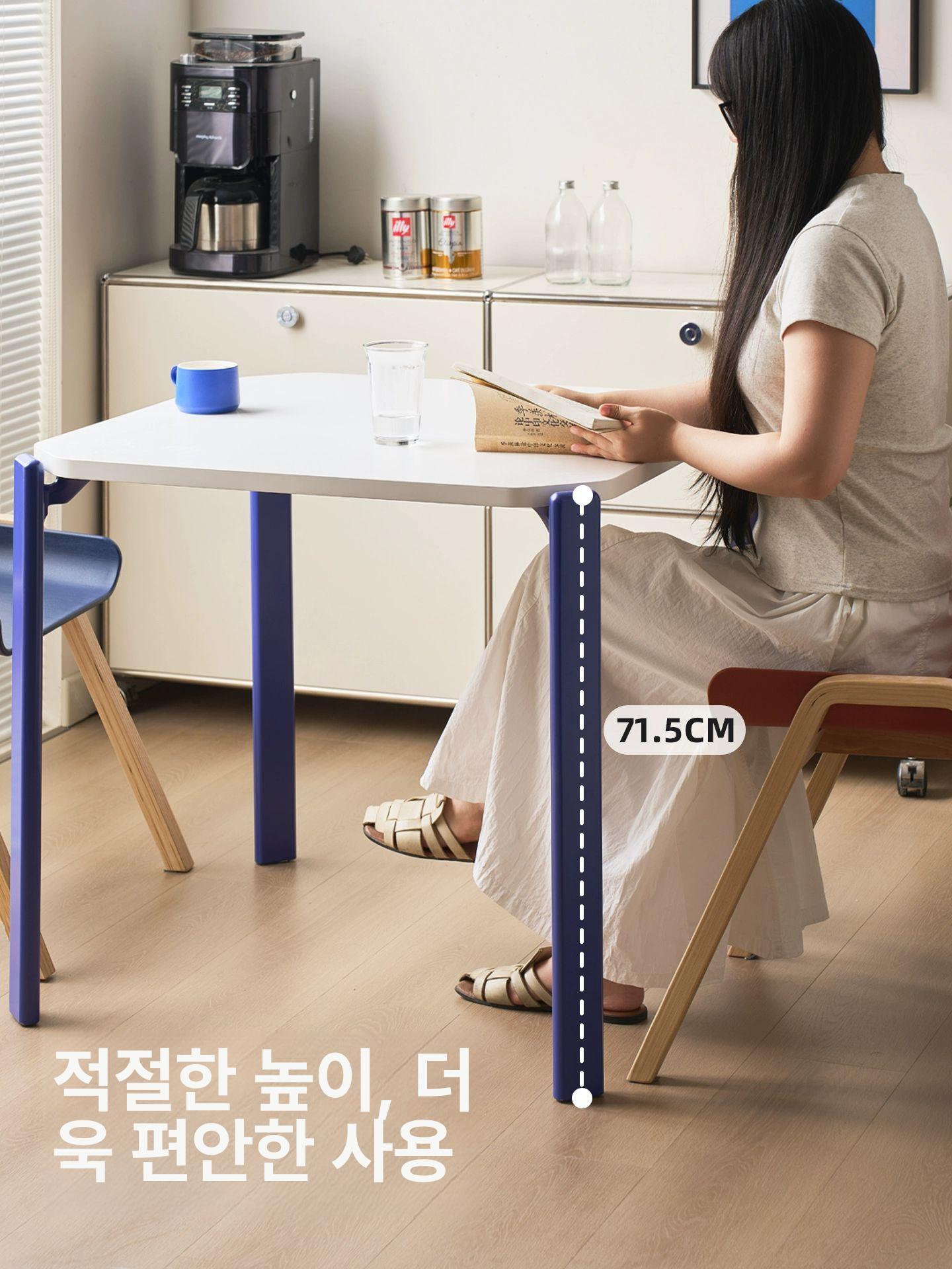 식탁 카페테이블 소형 홈카페 탁자 다이닝 사각 다용도 미드센츄리 티테이블 디자인 - 상세 이미지 4