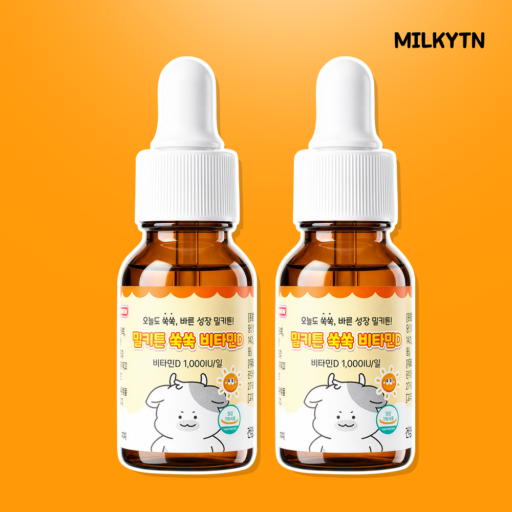 [온가족 8개월] 밀키튼 비타민D 드롭 1000IU 임산부 신생아 어린이 유아 키즈 액상 15ml, 2개 - 상품 이미지