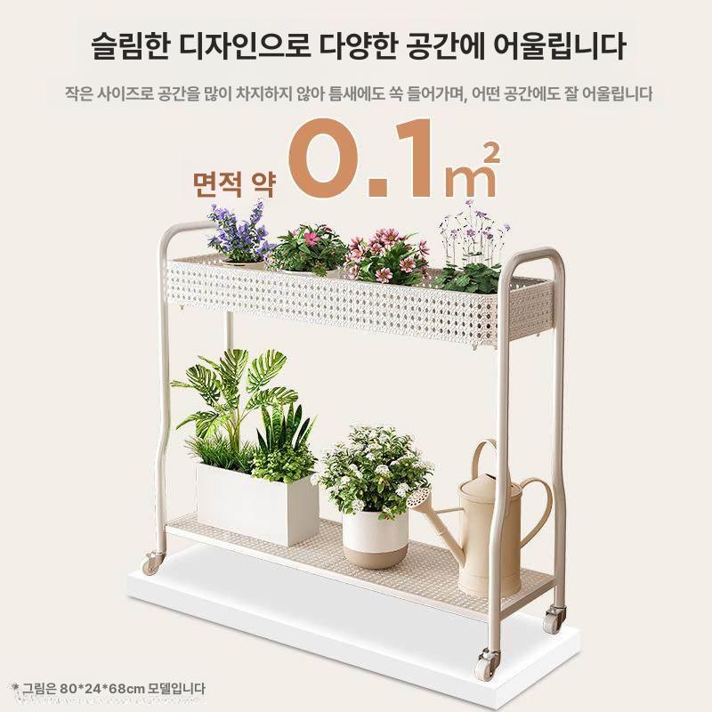 원형 화분 받침대 바퀴 거치대 식물 정리대 실내 장식 스탠드 화초 선반 - 상세 이미지 2