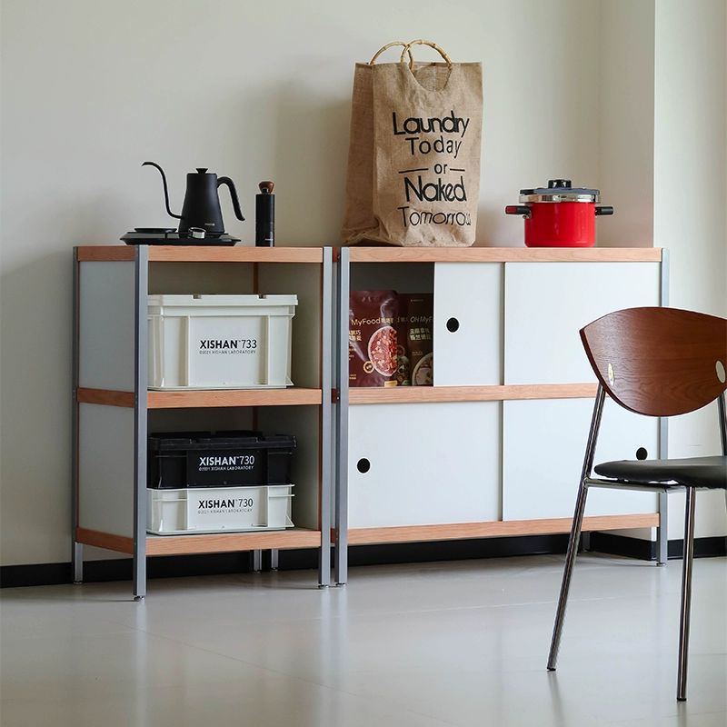 모듈식 2단 철제 팬트리 선반 서랍형 수납장 거실 주방 정리 보관함 벽면 수납 다기능 진열대 - 상세 이미지 3