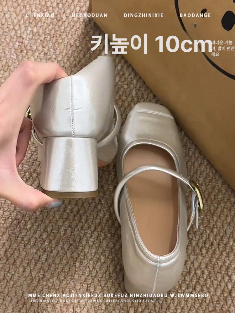 속굽 키높이 구두 여성 10센티 발편한 쿠션 펌프스 단화 누드 스타일 편한신발 - 상세 이미지 4