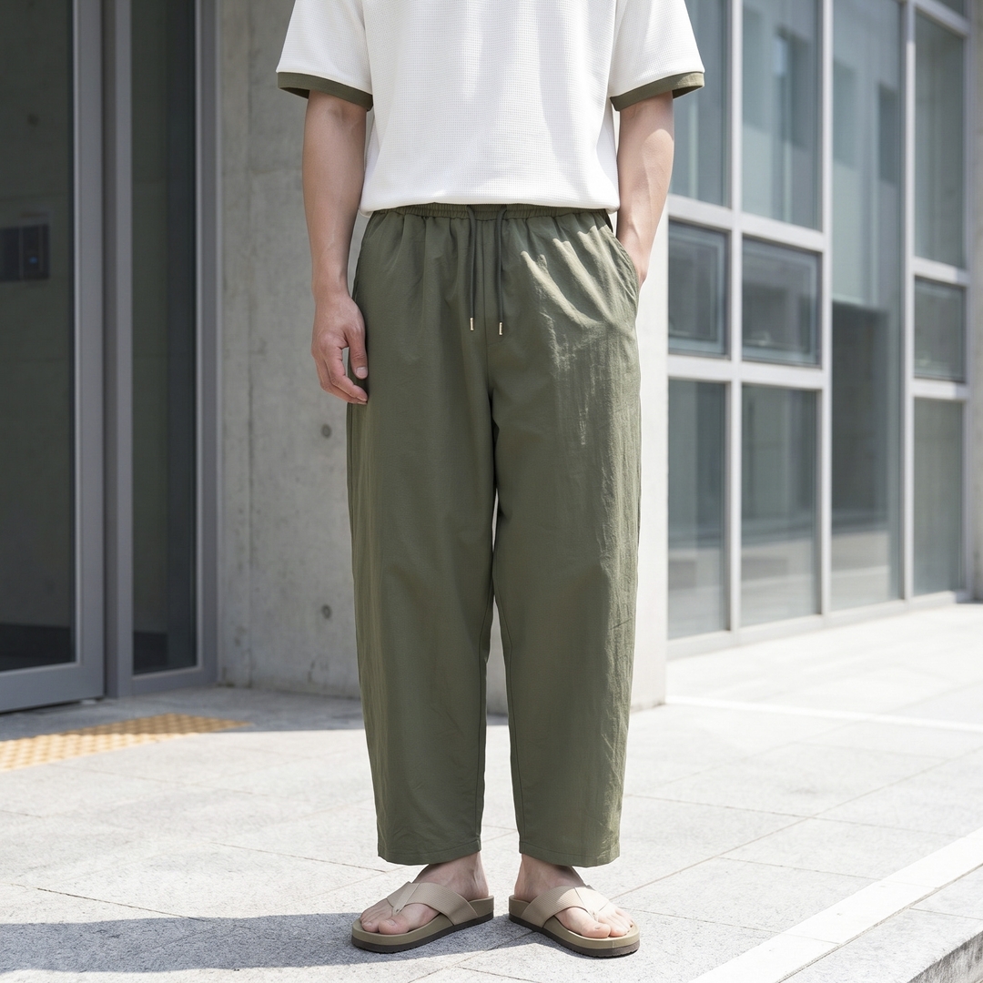 1+1 남자 아이스 벌룬 와이드 밴딩 팬츠 통큰 바지 3color - 상세 이미지 2