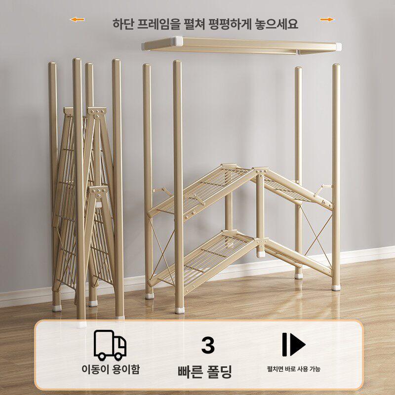 철제 비키니옷장 접이식 간이 커튼형 조립 옷걸이 시스템행거 비키니장 옷정리 자취방 - 상세 이미지 2