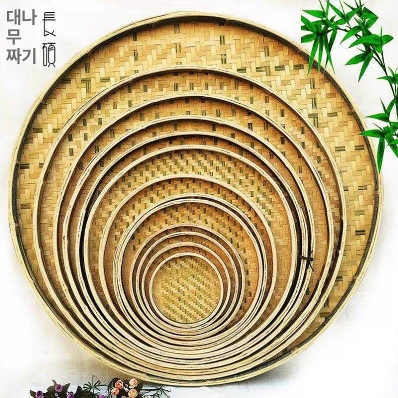 대나무 대형소쿠리 건조용 원형채반 체반 전바구니 다용도 쟁반 탁자 전채반 과일 - 상세 이미지 3