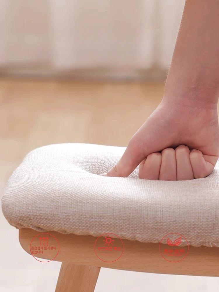 저가형 패브릭 스툴 목재 체어 동그란 발판 라운드 거실용 미니 의자 - 상세 이미지 3