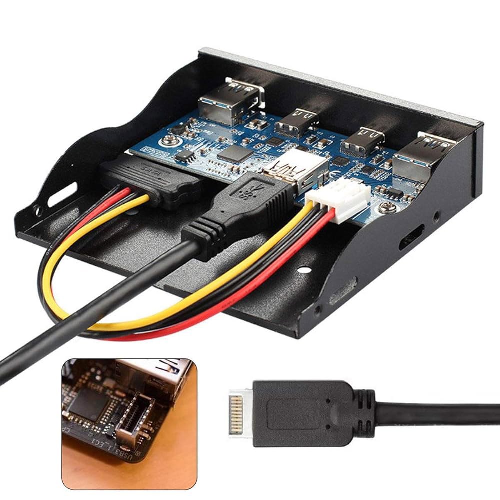 Cablecc USB 3.1 전면 패널 헤더 3.5인치 USB-C 4 HUB 및 3.0 포트 마더보드 케이블 플로피 베이용 1 USB 3.0 HUB - 상품 이미지