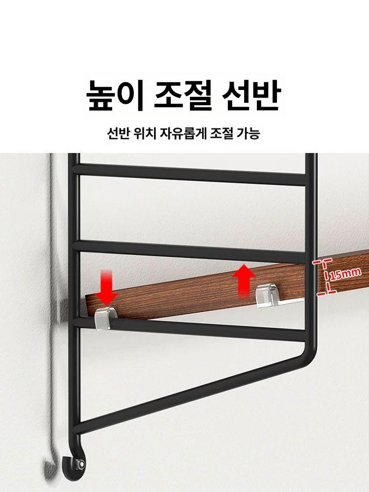 벽 선반 북유럽 수납 벽걸이 철제 3단 원목 인테리어 심플 아크릴 장식 무타공 무지주 - 상세 이미지 3