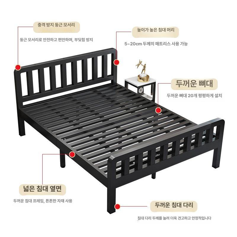 저상형 매트리스받침대 평상형 침대프레임 베드 기숙사 학생 철제침대 일반형 - 상세 이미지 2