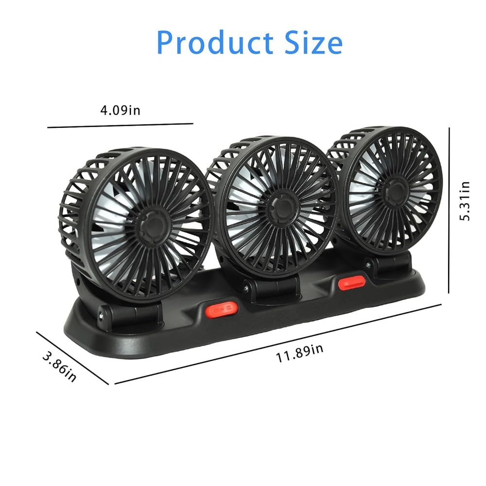 초이스요 포터블 3헤드 자동차 냉각 팬-360 /RV 5V) /오피스, SUV USB 속도, 전원 대시보드용, 포함 /트럭 /크루즈 2단 회전, /세단 (3헤드 2 Head 12V - 상세 이미지 2