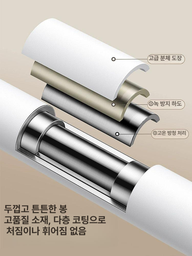 막대 무타공커튼봉 간편설치 암막커튼봉 침실 창문 신축 차단 커텐 압축봉 이중커튼봉 - 상세 이미지 4