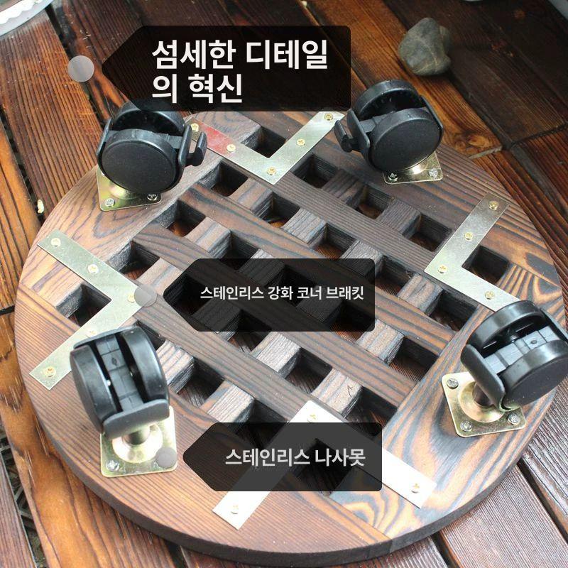 화분 받침대 이동식 선반 원목 거치대 바퀴 물받이 트레이 공기청정기 사각 서랍 - 상세 이미지 2